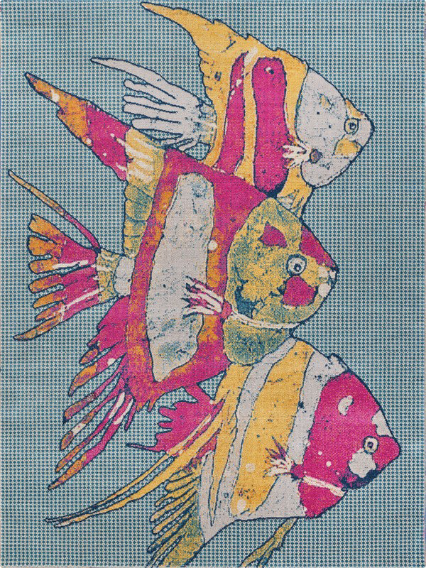 8" x 10" Pink Fish Trio Indoor Outdoor Area Rug