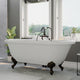 Acrylic Double Ended Clawfoot Bathtub 70" X 30" With 7" Faucet Drillings