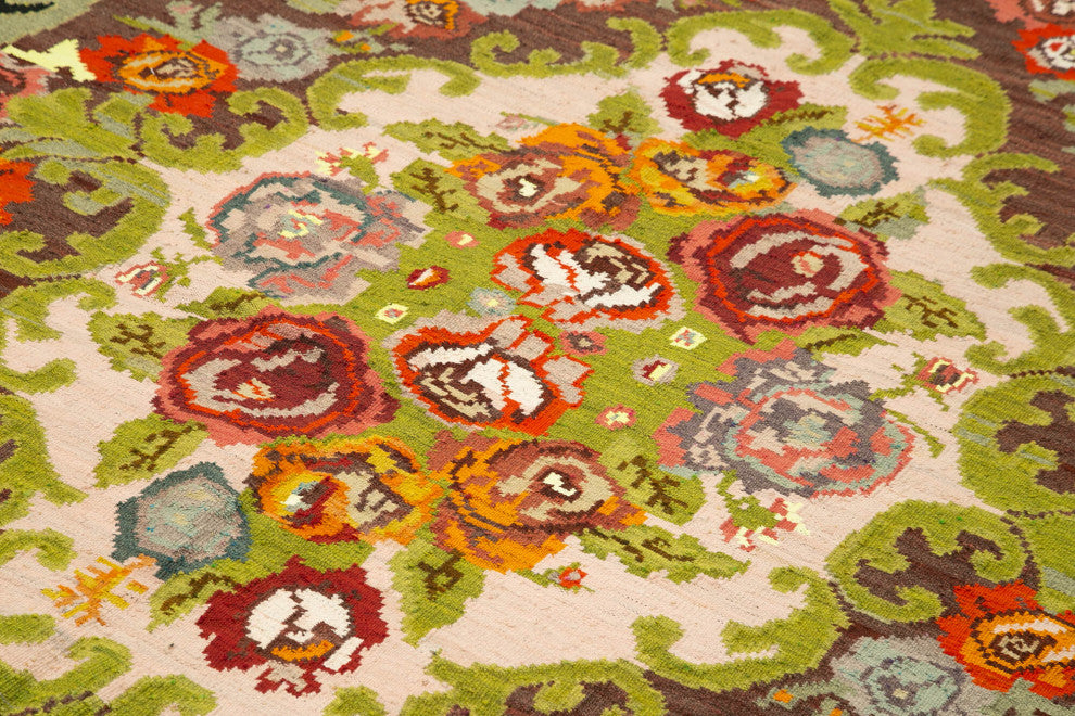 Rug N Carpet - Handmade Bessarabian 6' 7'' x 10' 0'' Antique Rose Kilim Rug
