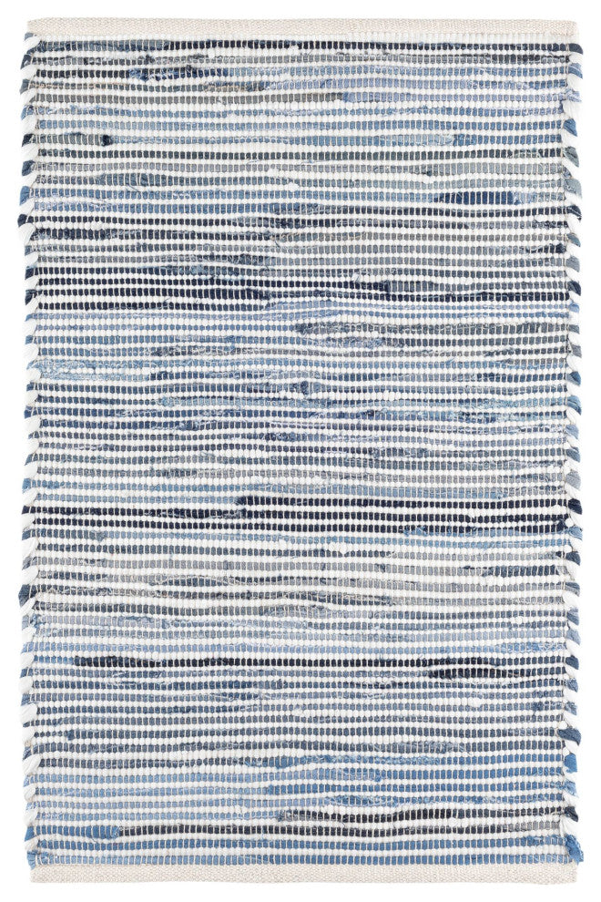 Dash & Albert Denim Rag Ribbed Handwoven Cotton Rug, Blue, 2' x 3'