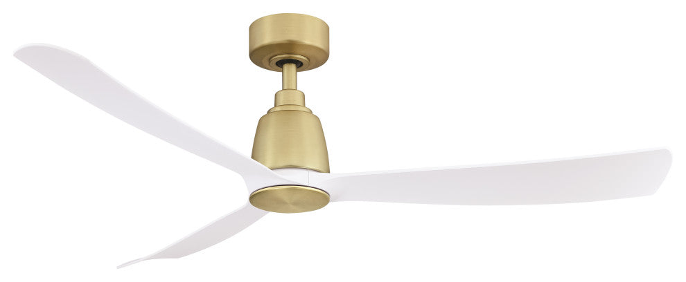 Fanimation Kute 52" Ceiling Fan, Brushed Satin Brass/White Blades