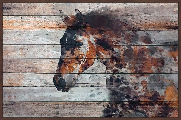 "Fire Horse" Floater Framed Painting Print on Canvas, 60"x40"