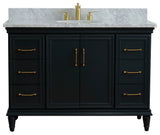 49" Single Sink Vanity, Dark Gray Finish With White Carrara Marble