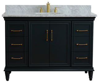49" Single Sink Vanity, Dark Gray Finish With White Carrara Marble