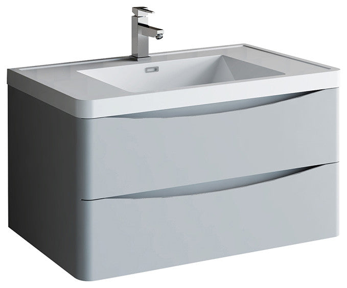 Fresca Tuscany 36" Gloss Gray Wall Hung Cabinet With Integrated Sink
