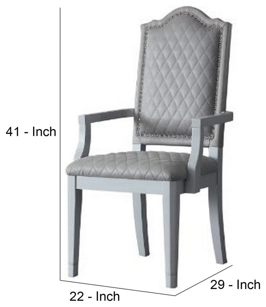 Benzara BM250685 Arm Chair With Padded Seat and Arched Top, Set of 2, Beige