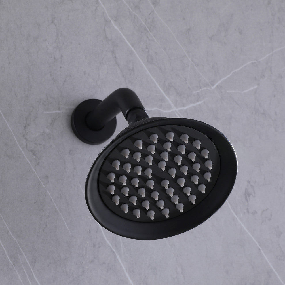 Complete Shower System, Mid-Century Modern Style, Matte Black