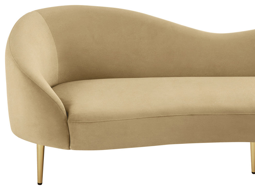 Ritz Velvet Upholstered Sofa, Camel