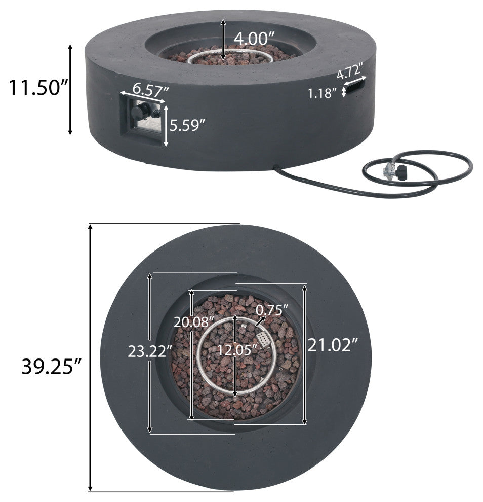 Hearth Outdoor 50,000 BTU Circular Fire Pit, No Tank Holder, Dark Gray
