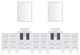 Modern Vanity Set With Two Sink Bases With Mirrors and Six Drawer Bases, White,