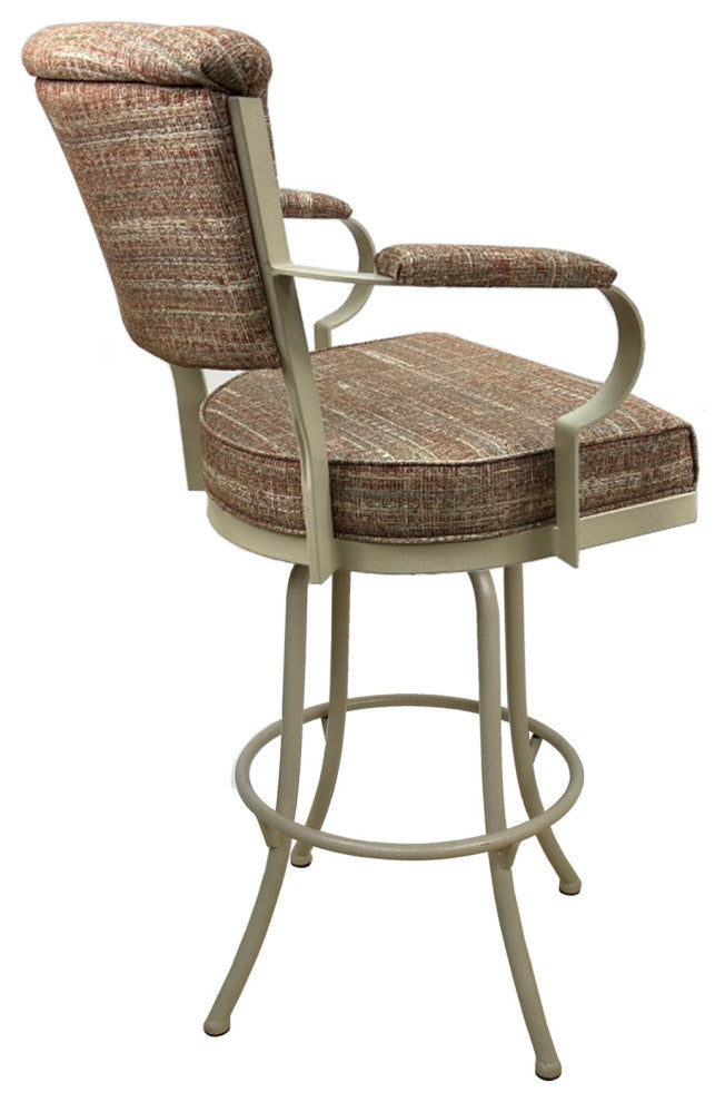 Miami Extra Tall 34" Swivel Metal Bar Stool - Noam Base, Watusi Madder, Beige, 34"