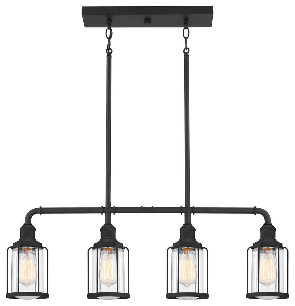 Quoizel LUD434 Ludlow 4 Light 34"W Linear Chandelier - Earth Black