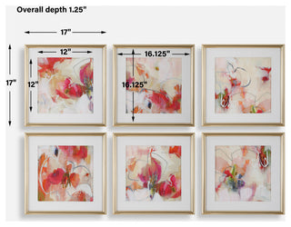 Uttermost Fresh Start Red Abstract Prints, S/6