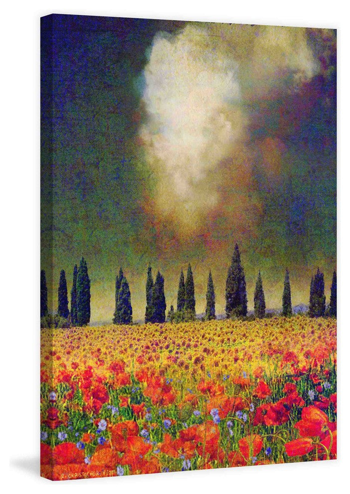 "Poppies and Poplar" Painting Print on Canvas by Chris Vest