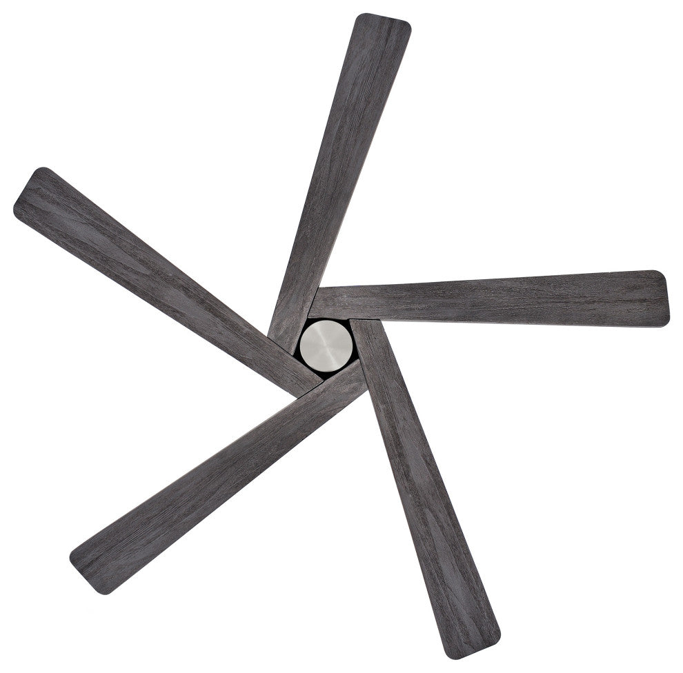 64" Reversible 5-Blade DC Ceiling Fan With Remote Control, Brushed Nickel/Gray