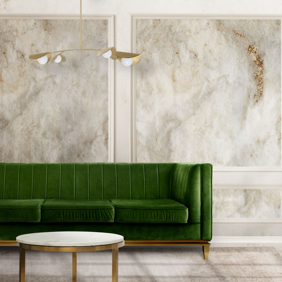 Emma Contemporary 4 Light Aged Brass White Metal Pendant