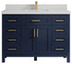 Cambridge 48 Single Sink Bath Vanity in Hale Navy Blue 2" Carrara Quartz