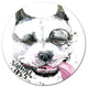 Funny Dog With Single Lens, Animal Art Large Disc Metal Wall Art, 36"