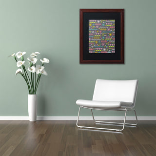 Elizabeth Caldwell 'Doodle Flowers' Art, Wood Frame, Black Mat, 16x20