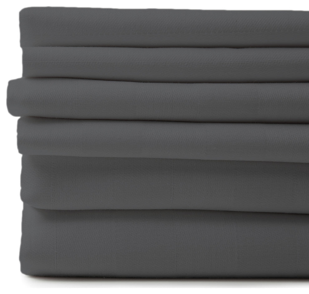 6-Piece 1800 Cotton Bamboo 4 Pillowcases Sheet Deep Pocket, Gray, Queen