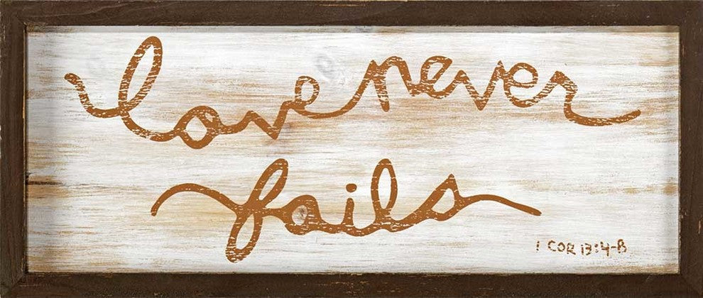 Plaque, Wall Love Never Fails, 16"x7"