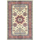 Afghan Special Kazak, Shiny Wool, Hand Knotted, Ivory, Oriental Rug, 3'0" x 4'8"