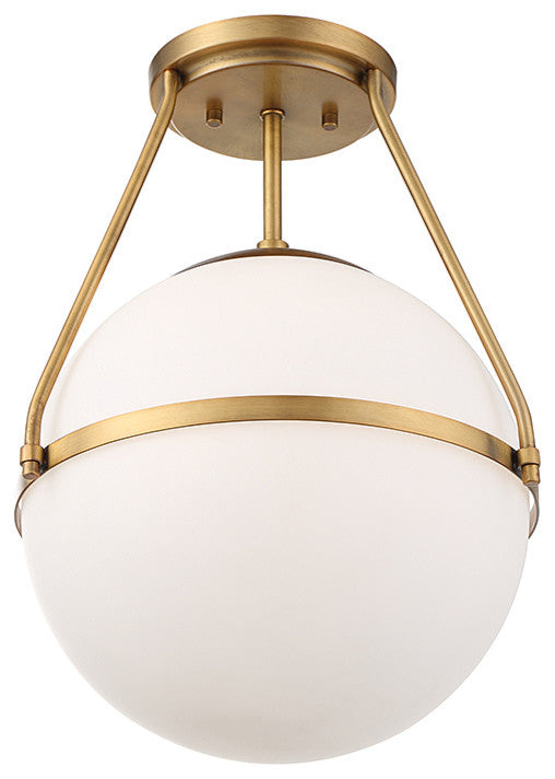1-Light Semi-Flush Mount, Natural Brass
