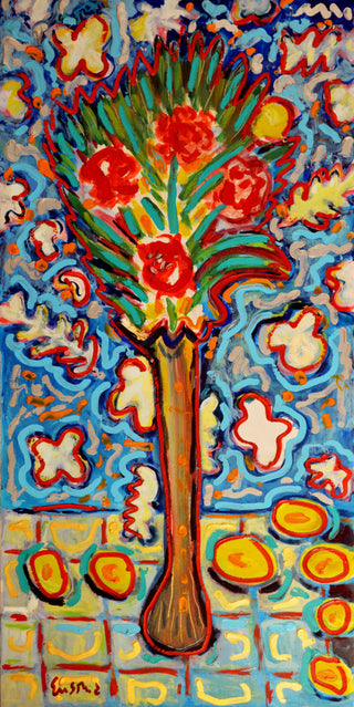 "Roses in Long Vase" Print on Canvas by Wayne Ensrud