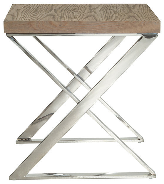 Modern Ash and Steel End Table