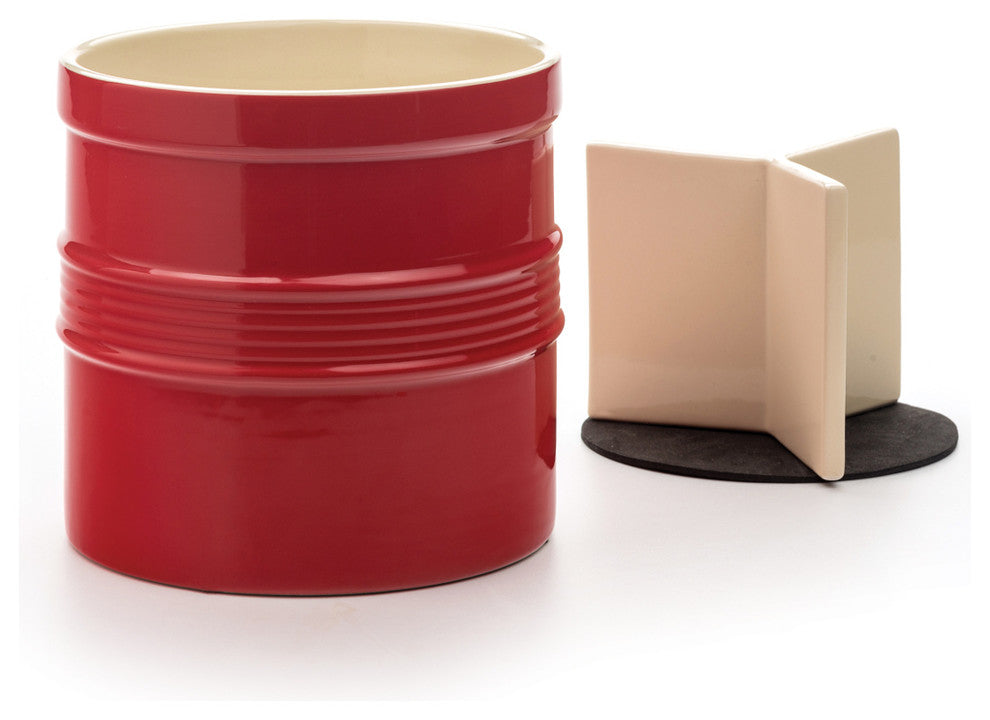 RSVP Oversized Red Stoneware Tool Crock