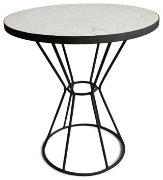 Outdoor White Mosaic Round Bistro Table