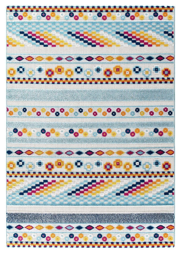 Vintage Abstract Geometric Lattice 5x8 Indoor and Outdoor Area Rug
