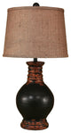 Aged Black Ribbed-Neck Table Lamp