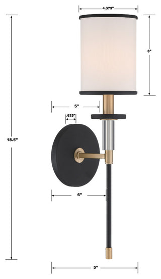 Hatfield 1-Light Black Forged/Vibrant Gold Wall Mount
