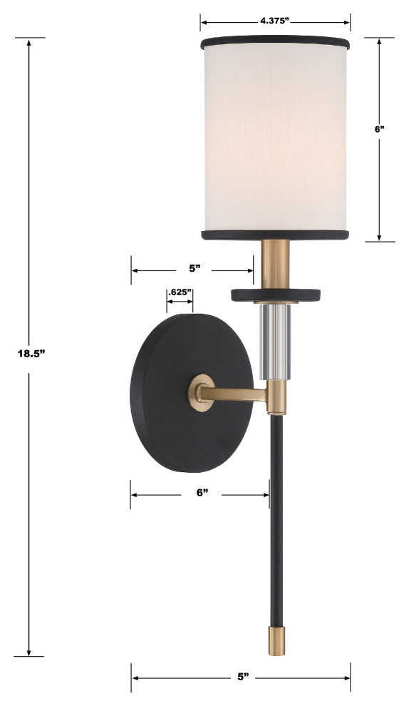 Hatfield 1-Light Black Forged/Vibrant Gold Wall Mount