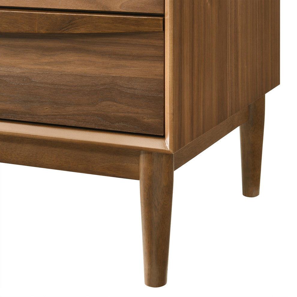 Artemio 2 Drawer Wood Nightstand With Shelf, Walnut Finish