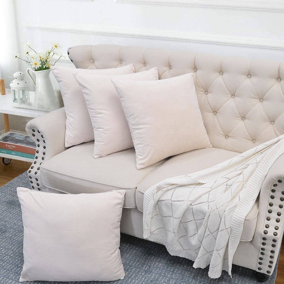 Supersoft Throw Pillow Cover 4 Piece Set, Ivory
