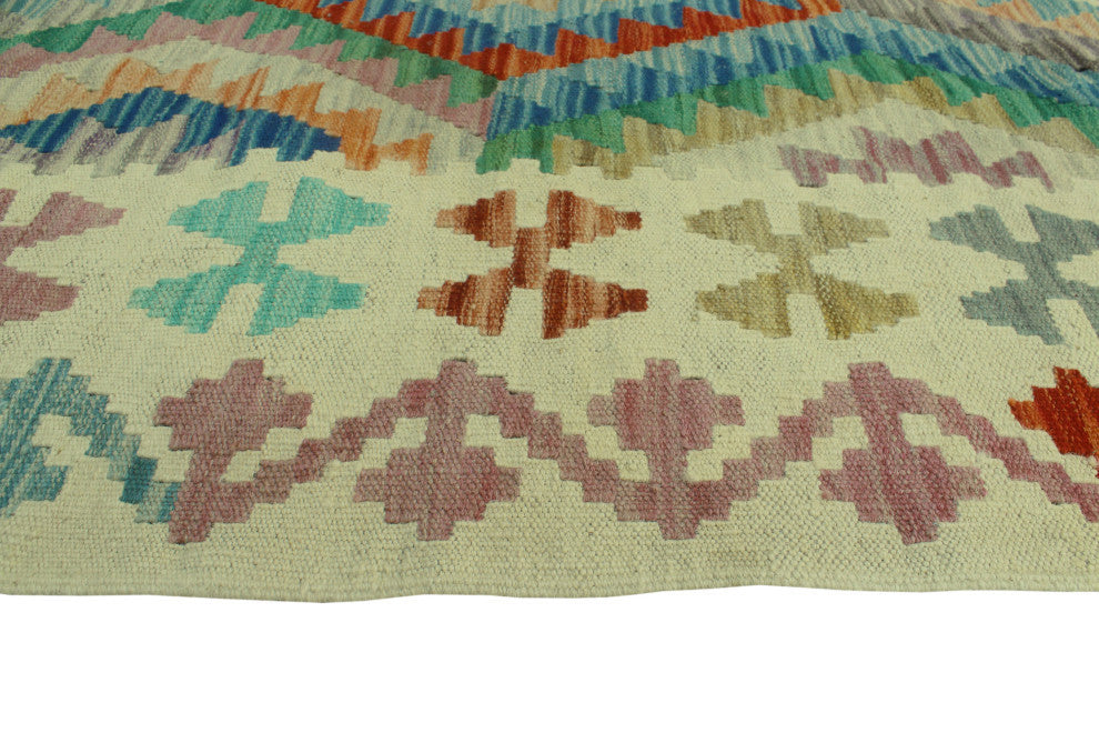 Sun Faded Kilim Carter Ivory/Blue Rug, 6'5x9'7
