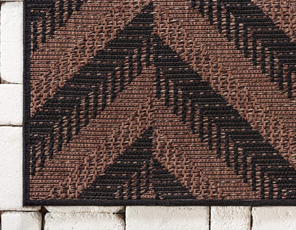 Rug Unique Loom Outdoor Modern Brown Runner 2' 2 x 6' 0