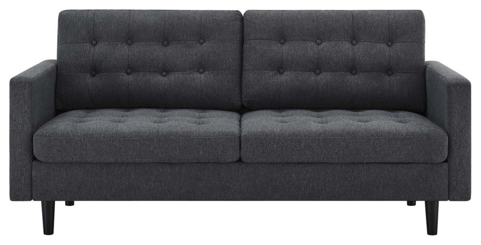 Tufted Sofa, Fabric, Dark Gray, Modern, Living Lounge Hotel Hospitality