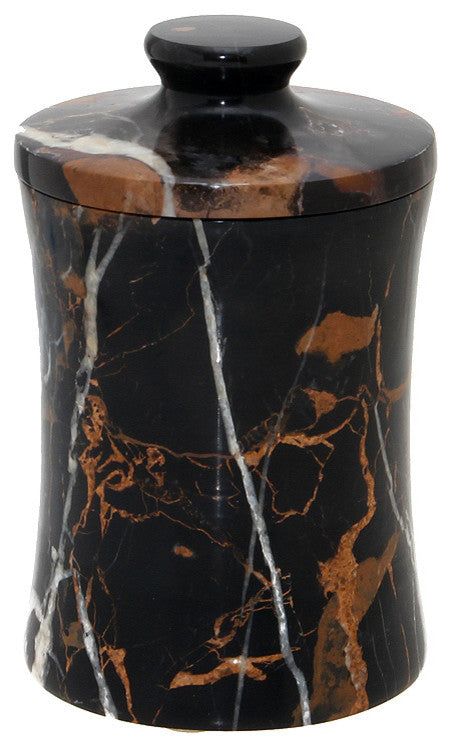 Vinca Collection Black and Gold Marble 3" x 5" Cannister
