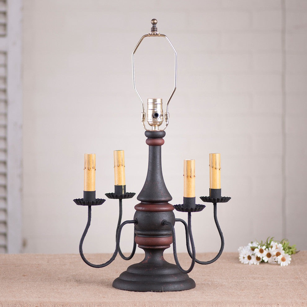 Jamestown Lamp Base, Hartford Black With Red Stripe