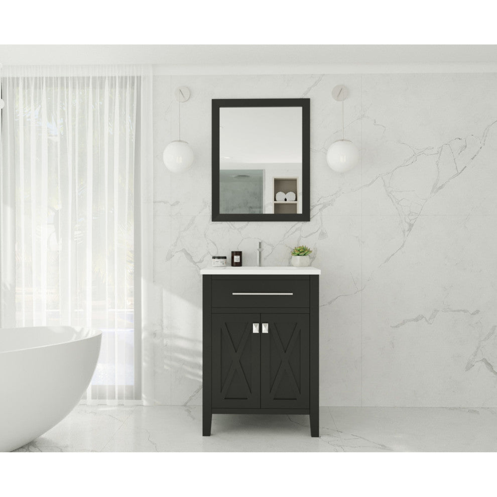 Wimbledon, 24" Espresso Cabinet With Viva Stone Solid Surface Countertop