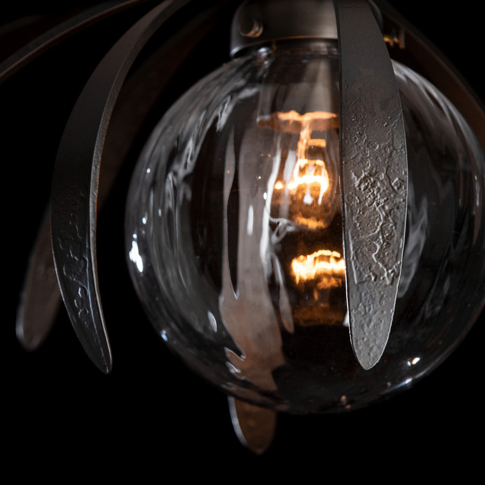 Dahlia Flush Mount, Dark Smoke Finish, Water Glass
