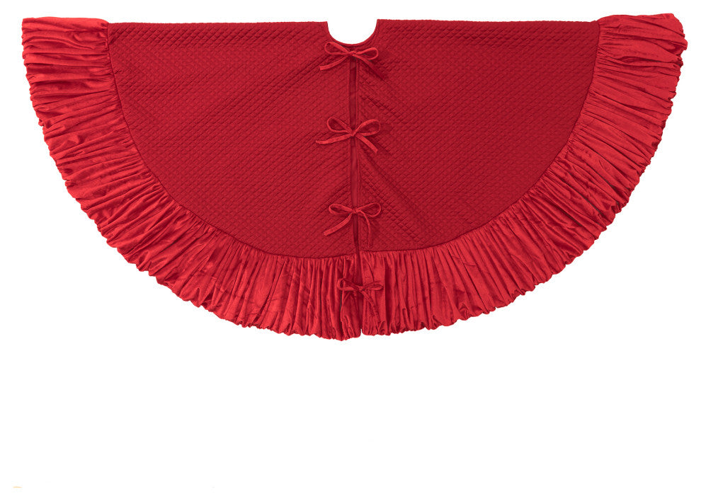 60"D Velvet Ruffled Christmas Tree Skirt