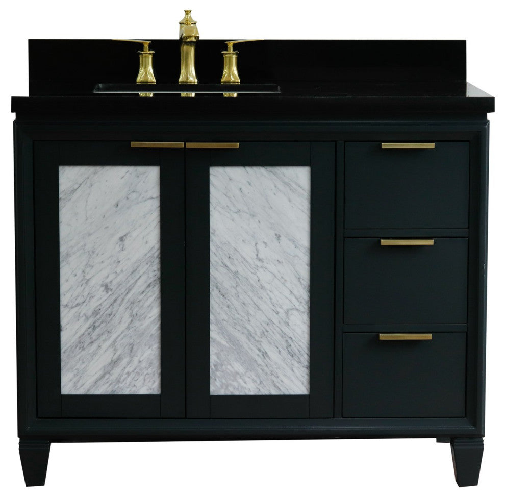 43" Single Vanity, Dark Gray Finish With Black Galaxy