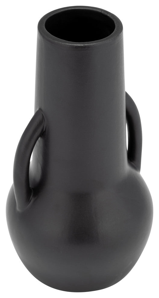 Ceramic 8", Vase, Handles, Black