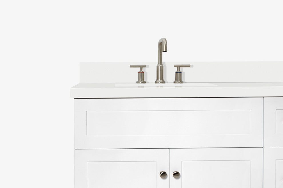 Ariel Hamlet 73" Rectangle Sinks Bath Vanity, 1.5" White Quartz
