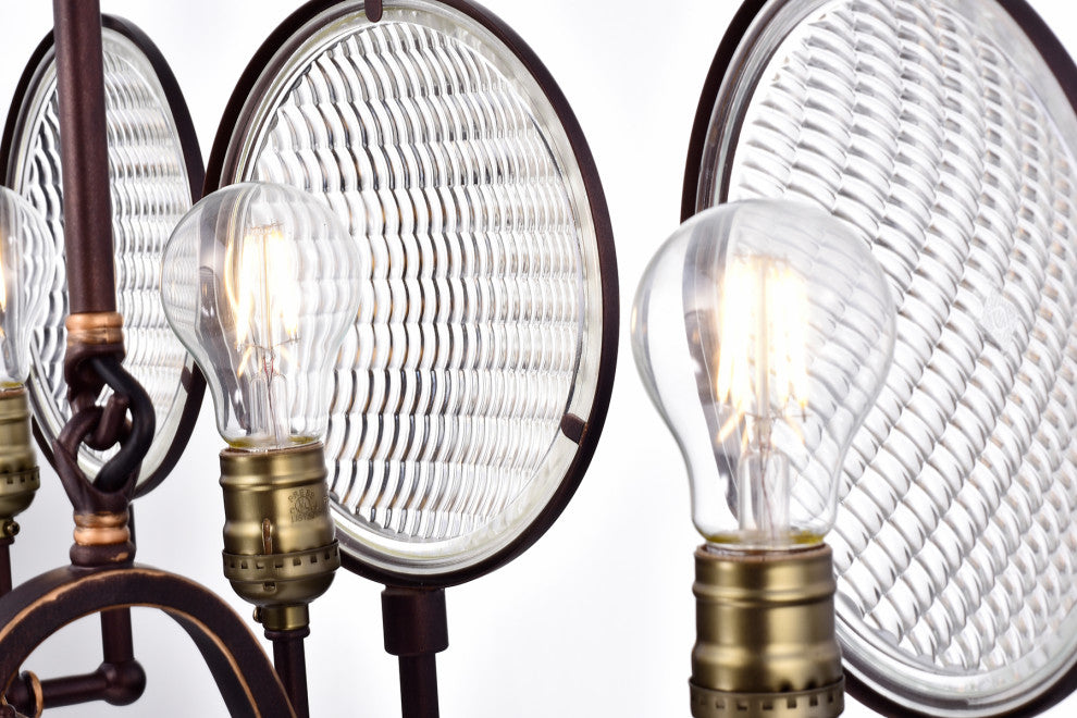 Cartweight 6-Light Oil Rubbed Bronze Semi-flush Chandelier With Headlight Glass