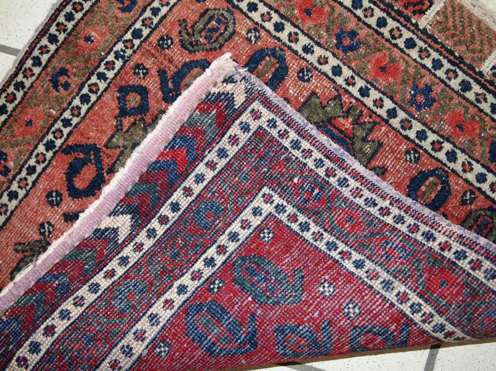 Handmade vintage Persian Kurdish bagface rug 1.8' x 1.9' (55cm x 59cm) 1930s